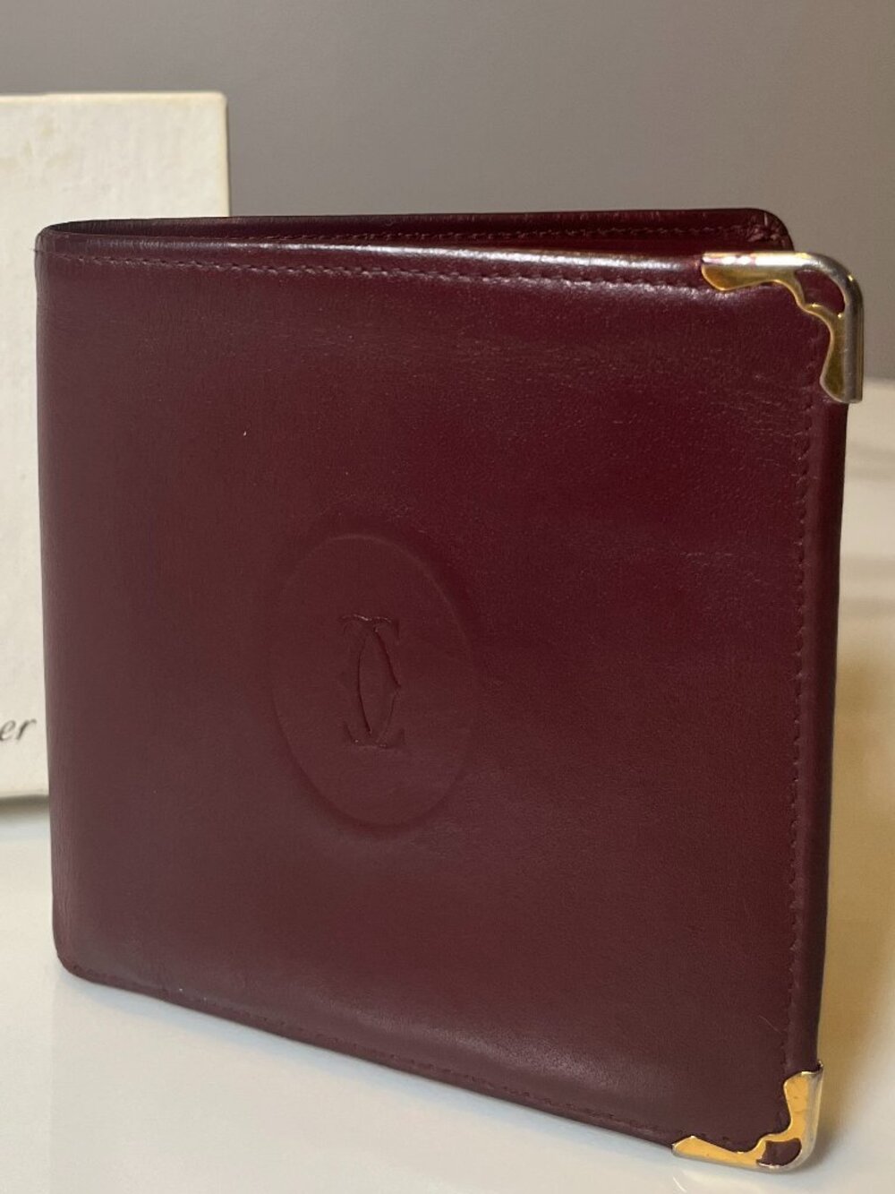 Cartier Must de Cartier Burgundy Leather Bifold Wallet Full Inclusion - Picture 3 of 12